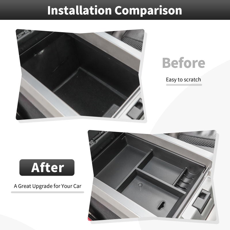 CheroCar Center Console Armrest Box Organizer Tray Interior Storage Box Compatible with Ford F150 2009 2010 2011 2012 2013 2014,Exterior Accessories Black - Image 2