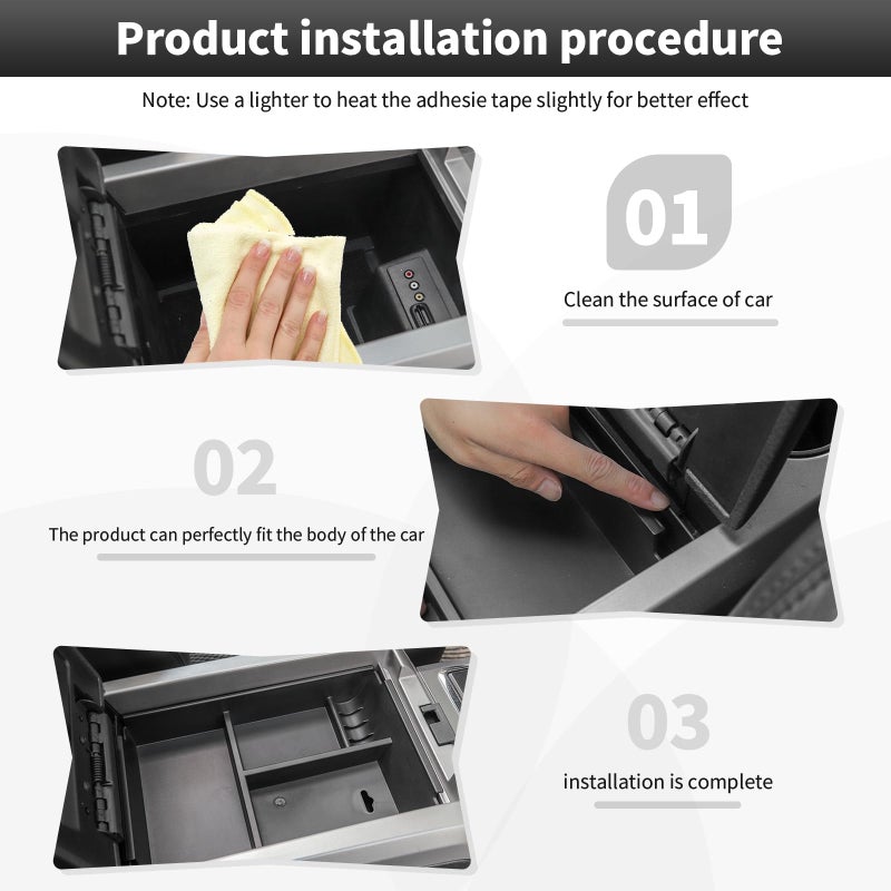 CheroCar Center Console Armrest Box Organizer Tray Interior Storage Box Compatible with Ford F150 2009 2010 2011 2012 2013 2014,Exterior Accessories Black - Image 4