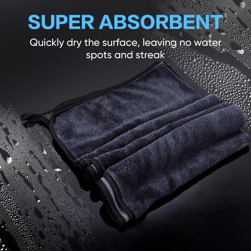 TEAWOO Shiny Wipes Shower Cleaning Cloth, Ultra Absorbent Car Drying Towel, 4 Pack 16 x 24 inch Microfiber Cleaning Cloth for Car, Bath & Househood - Image 3