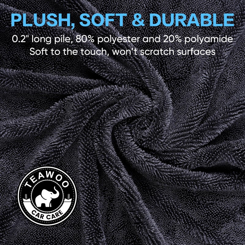 TEAWOO Shiny Wipes Shower Cleaning Cloth, Ultra Absorbent Car Drying Towel, 4 Pack 16 x 24 inch Microfiber Cleaning Cloth for Car, Bath & Househood - Image 4