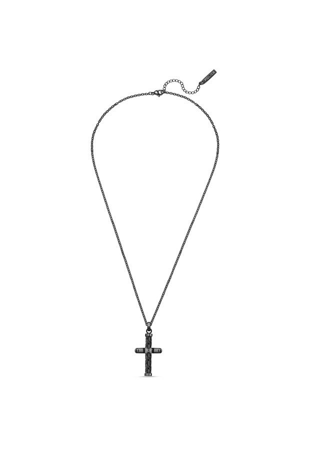 POLICE Crossed Gray Textured Pendant Necklace For MenPEAGN0032403 - Image 1