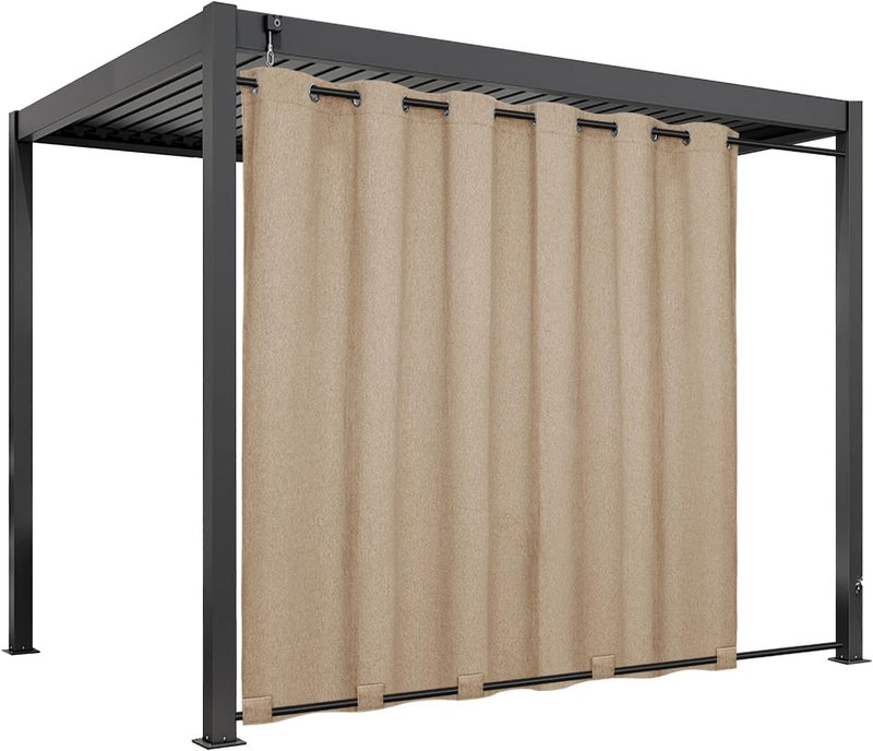 Easy-Going Linen Look Outdoor Curtains Waterproof Windproof Porch Curtains, Soft Thicken Outdoor Privacy Curtains for Patio, Gazebo, Grommet Top and Tab Bottom Drape, 1 Panel, 110x84 inch, Beige - Image 1