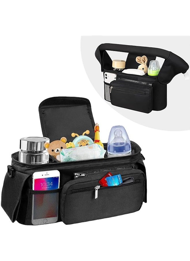 JCB CHIC Universal Stroller Organizer With 2 Insulated Cup Holders, Detachable Phone Bag & Shoulder Strap for Milk Bottle, Diaper, Mobile Phone & Snacks - Stroller Accessories for Baby Strollers  - Image 1