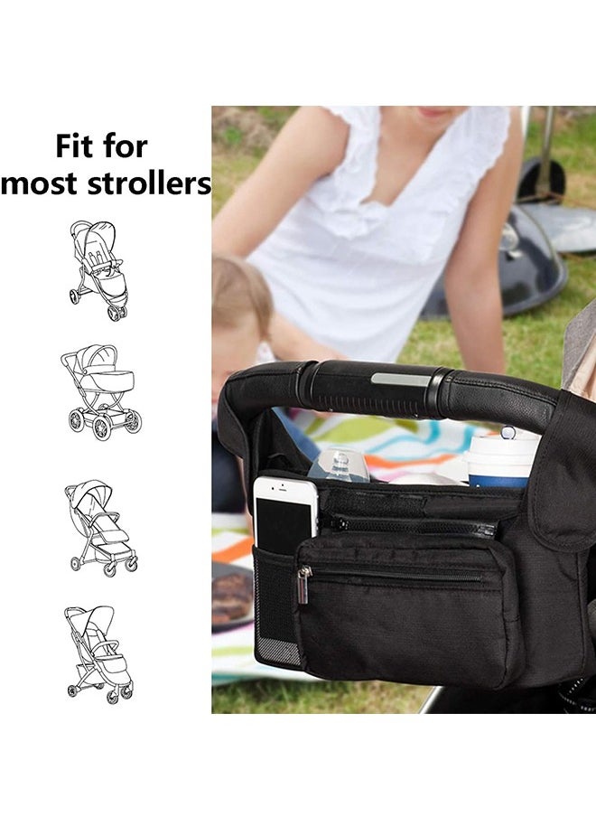 JCB CHIC Universal Stroller Organizer With 2 Insulated Cup Holders, Detachable Phone Bag & Shoulder Strap for Milk Bottle, Diaper, Mobile Phone & Snacks - Stroller Accessories for Baby Strollers  - Image 3