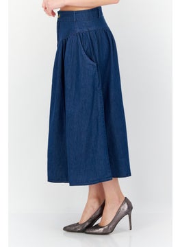 French Connection Women Washed Denim Midi Skirt, Blue  - Image 2