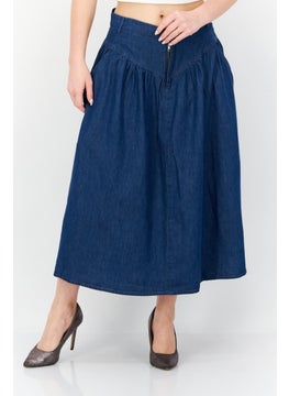 French Connection Women Washed Denim Midi Skirt, Blue  - Image 1