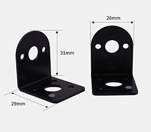 Greartisan Black 25mm DC Gear Motors Mounting Bracket, Iron Anti-Rust Gearbox L-Shape Fixed Seat, Gear Reduction Motor Holder - Image 2