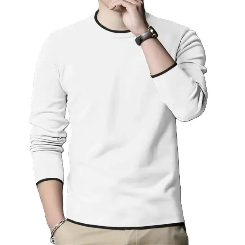FASHA Men Full Sleeve Cotton T Shirt | 100% Pure Cotton Solid Round Neck Tee| Regular Fit Comfortable Soft Fabric T Shirt |Casual Wear, Office Wear, Gym Wear, Travel & College Outfit-Pack of 1 White - Image 4