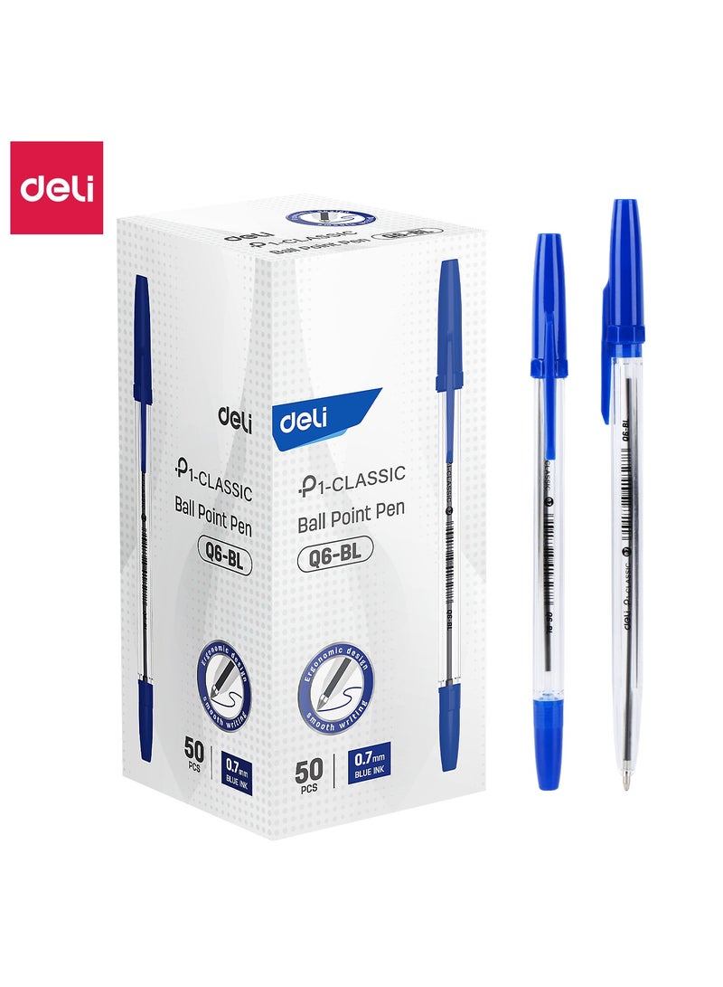 Deli EQ6-BL Ball Point Pen - 50pcs - ideal for office & school use - Image 2