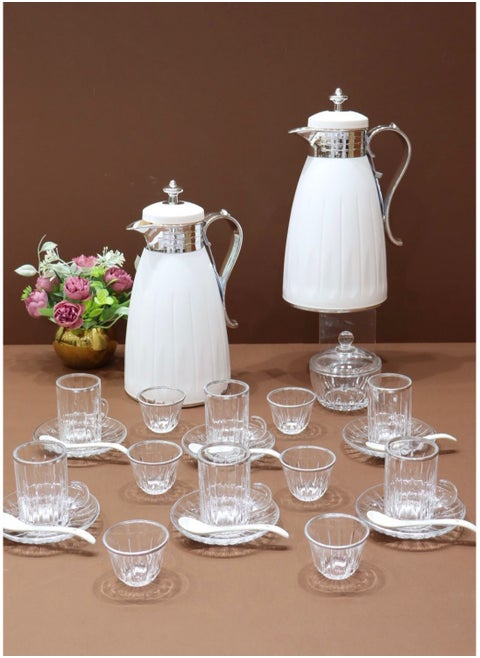 The Tea and Coffee Thermos Set with Cups and Sugar Bowl (28 Pieces) is an elegant and coordinated set for serving hot drinks, ideal for everyday use and occasions.