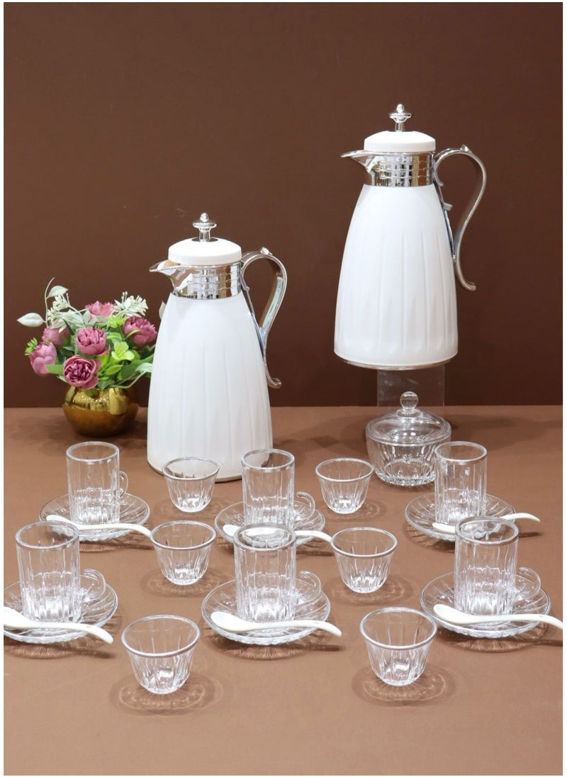 The Tea and Coffee Thermos Set with Cups and Sugar Bowl (28 Pieces) is an elegant and coordinated set for serving hot drinks, ideal for everyday use and occasions.