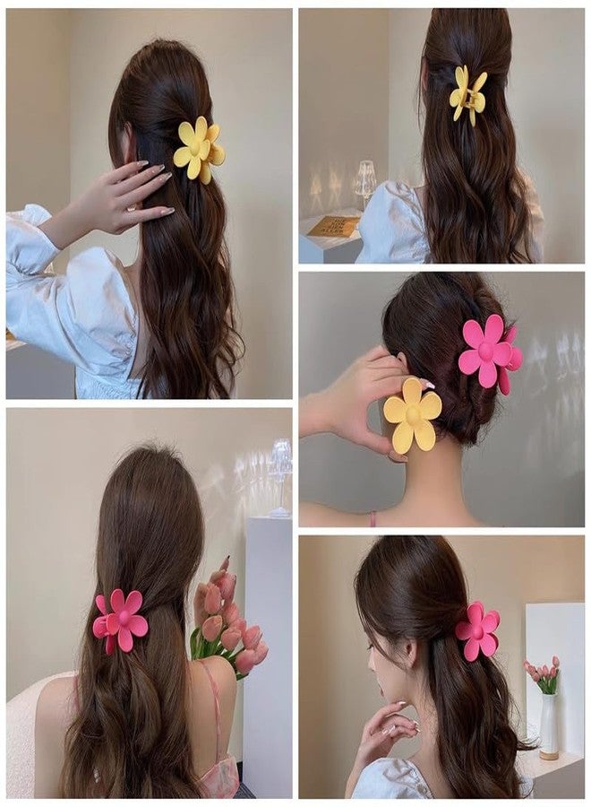 RECTYO GALLERY 6 PCS Claw Clips 6PCS Flower Big Hair Clips Cute Claw Clips for Women Thick Hair, Big Dasiy Hair Clips Strong Hold for Women Thin Hair 6 Colors (MULTICOLOR) - Image 3