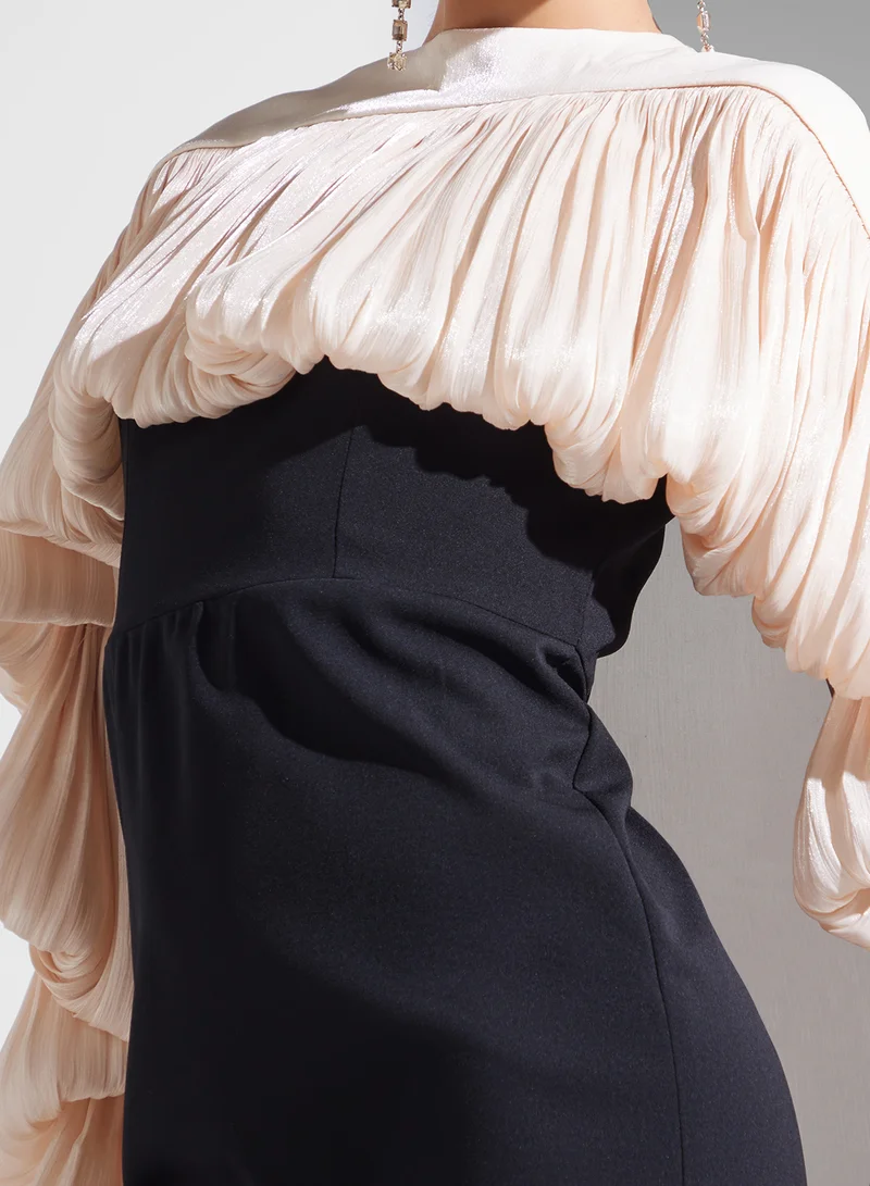 Namshi x Shift Dress With Exaggerated Cape Ruffle