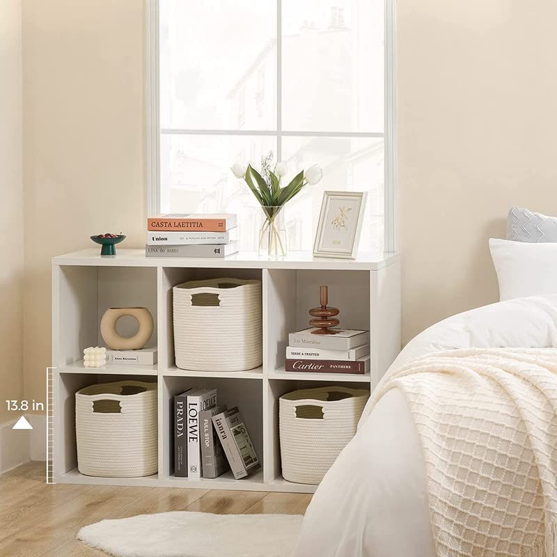 HOMEABLE HOMEABLE Cotton Rope Storage Laundry Hamper Cube Shelf Storage Organizer for Laundry Towel Clothes Books Shelves 105 x 105 x 11 White  - Image 4