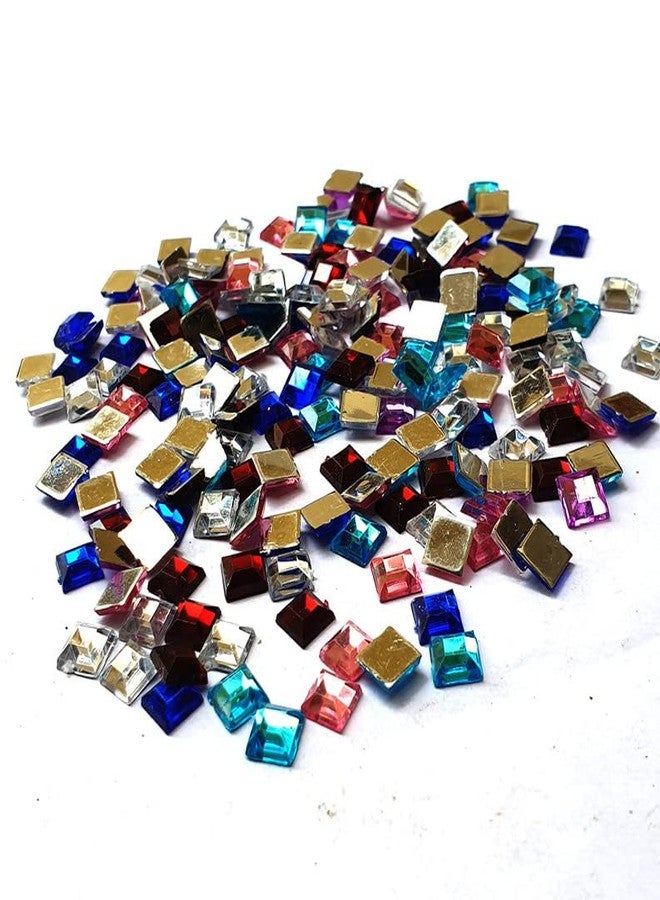 JPM Beads Crystal Finish Rhinestones Mix Color Square Shape 5mm Size 1440 Pieces Pack