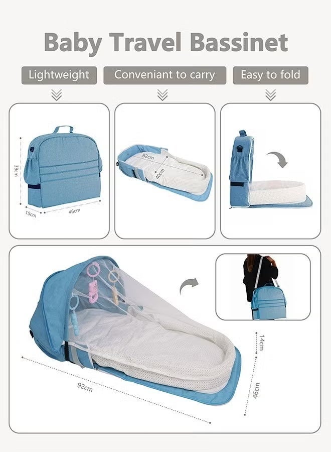 general Baby Bed Portable Baby Bed Foldable Infant Crib With Cartoon Toys Detachable Cotton Cover Suitable for Travel and Home Use Easy to Carry - Image 2