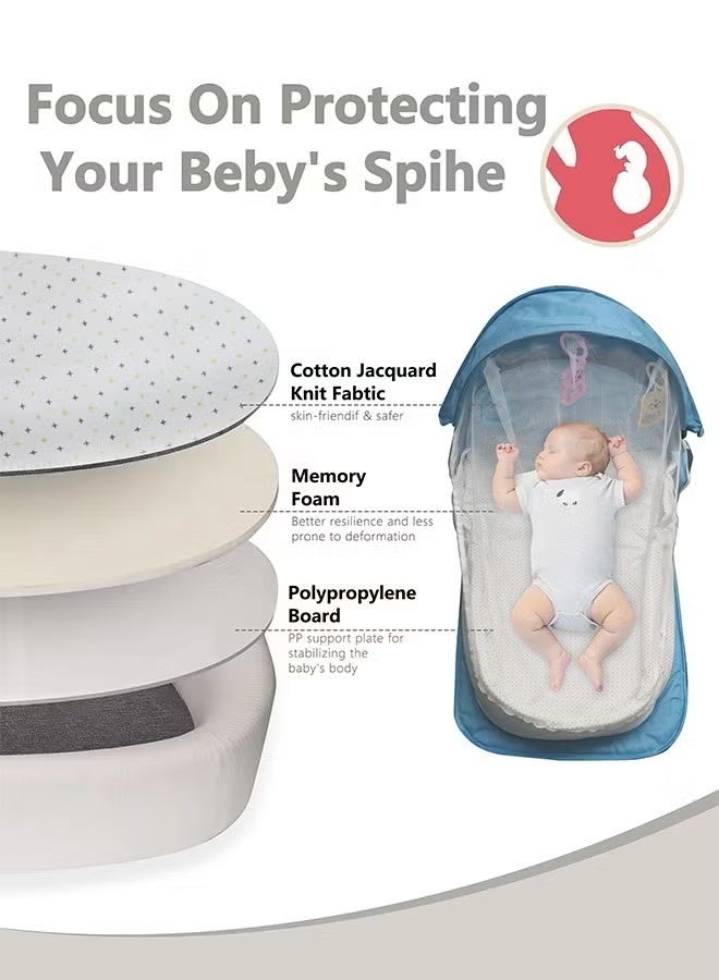 general Baby Bed Portable Baby Bed Foldable Infant Crib With Cartoon Toys Detachable Cotton Cover Suitable for Travel and Home Use Easy to Carry - Image 3