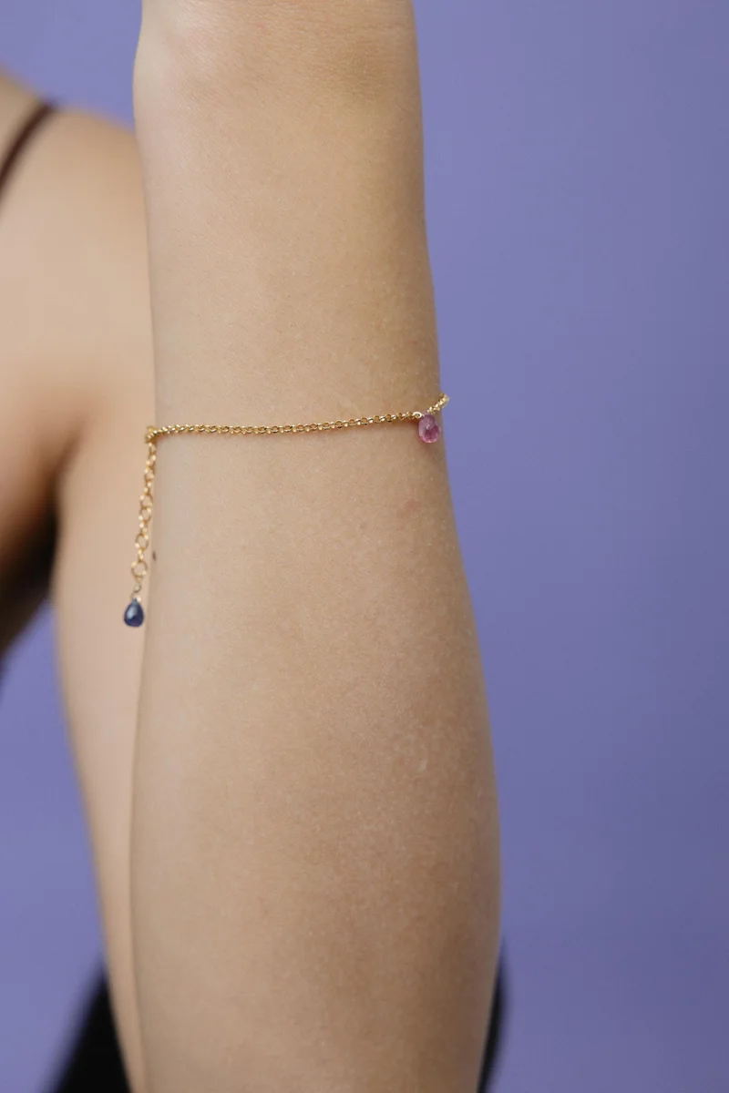 جواندلينا Silver Yellow Gold Plated Bracelet with Semi Precious Stones