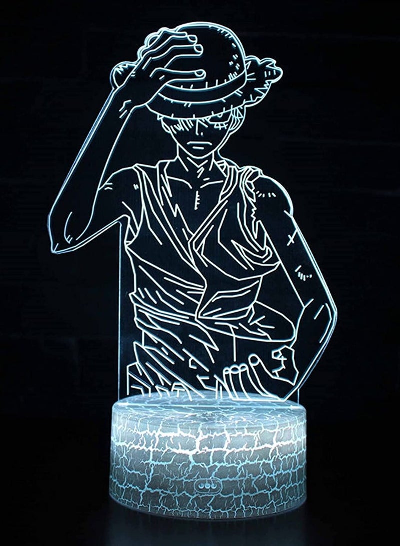 althiqahkey 3D Anime LED Night Light One Piece Luffy Figurine Table Lamp 7 Colors Change Night Light for Kids with Smart Touch Perfect Gifts for Anime Fans - Image 1