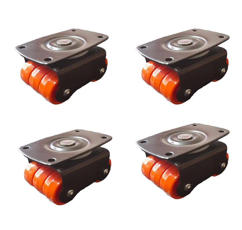 Cloudteil India 6 Wheel Castor Wheels Moving 32 mm Wheel Caster for Furniture Table Trolley BlackOrange 400 kg Load Capacity Pack of 4