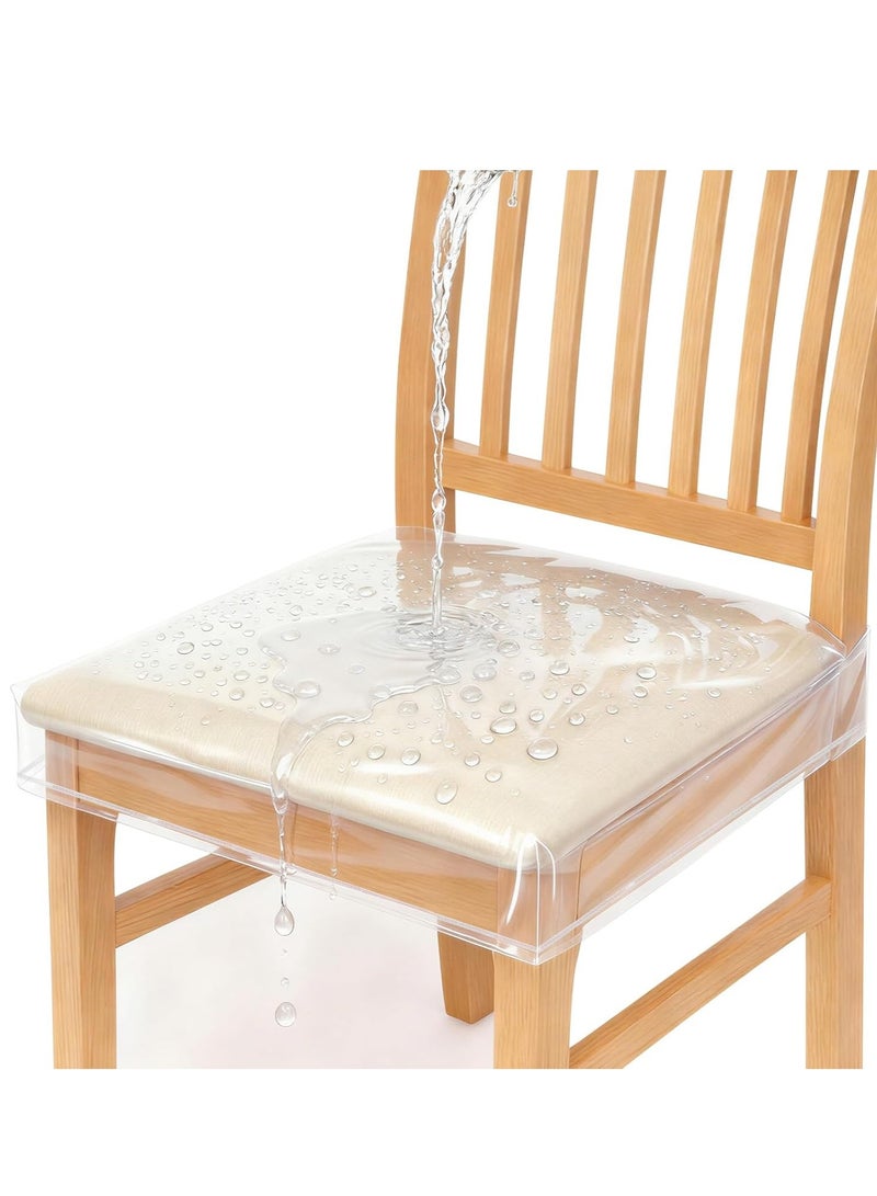 Zipcase 6 Pack Stain Water and Kitty Scratch Resistant Clear Dining Chair CoversSlipcovers Chair Protector Waterproof PVC Material 17D x 18W x 4H with Adjustable Belt Strap Set of 6 - Image 1