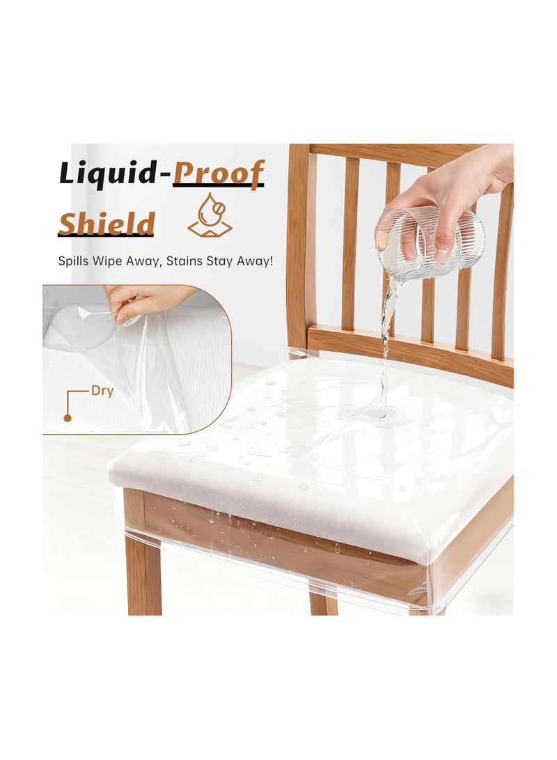 Zipcase 6 Pack Stain Water and Kitty Scratch Resistant Clear Dining Chair CoversSlipcovers Chair Protector Waterproof PVC Material 17D x 18W x 4H with Adjustable Belt Strap Set of 6 - Image 2