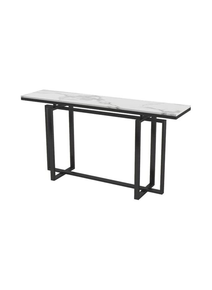 LINGWEI Console table, White Marble Surface with Black Metal Frame Console Table, For Entryway Sofa Side Table For Living room Hallway - Image 2