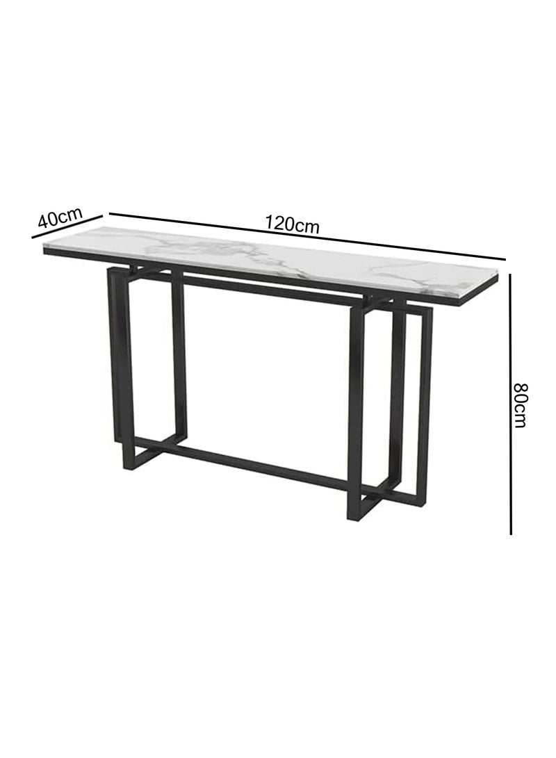 LINGWEI Console table, White Marble Surface with Black Metal Frame Console Table, For Entryway Sofa Side Table For Living room Hallway - Image 4
