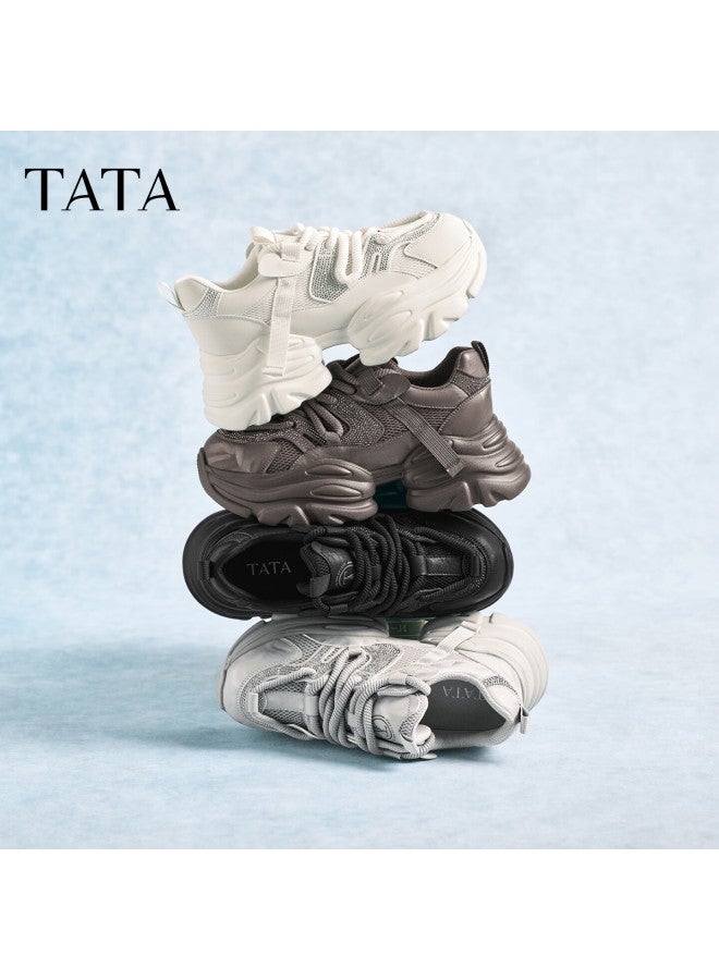 Tata Roamer Women's Fleece-lined Casual Sports Shoes, Versatile Height-increasing Thick Sole, Gray (single Lining), Size 35 - Image 1