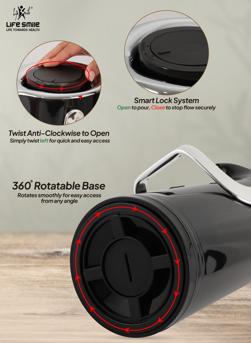 Life Smile 1.9L Luxury Vacuum Tea Dispenser with Smart Lock System – Leak-Proof, Rotatable Base & Pink Glass Inner - Image 2