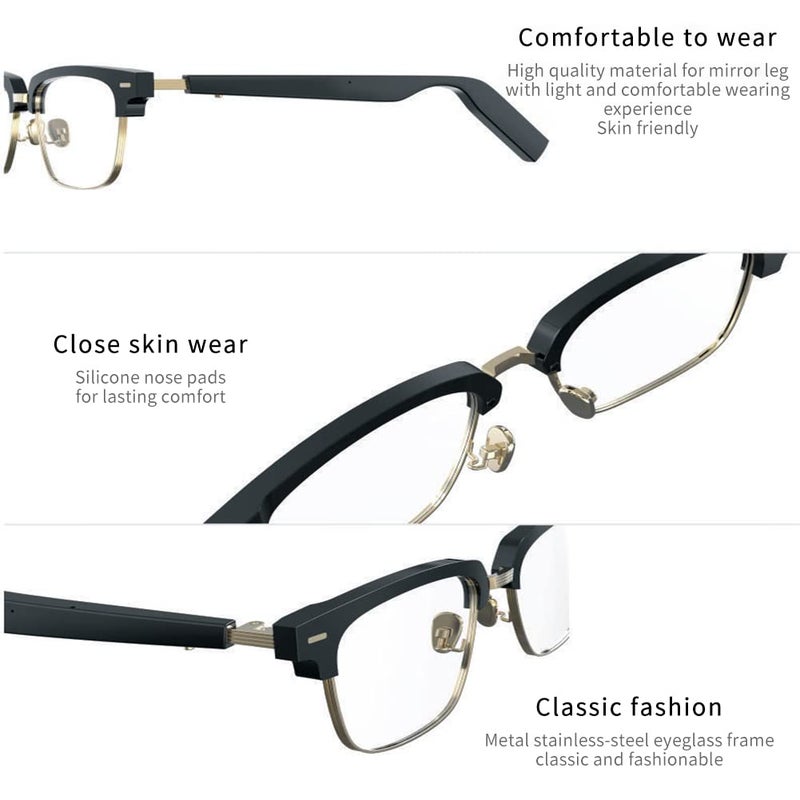 GUAZI STORE Bluetooth Audio Smart Glasses with Blue Light Filter LensesSmart Calls to Wake up Voice Assistants to Answer Calls/Listen to musicFashion Cool Glasses,black - Image 5