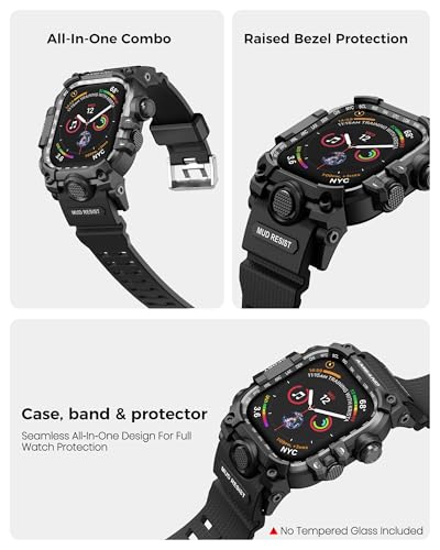 amBand Rugged Case with Band for Apple Watch 44mm, Compatible with iWatch Series SE 3/SE 2nd Generation/SE/6/5/4, Military Grade Shockproof Bumper Cover, Tactical Band for Men, Matte Black - Image 4