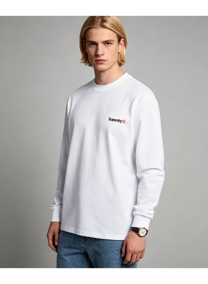 Superdry couple solid color round neck loose long sleeve T-shirt for men and women - Image 5