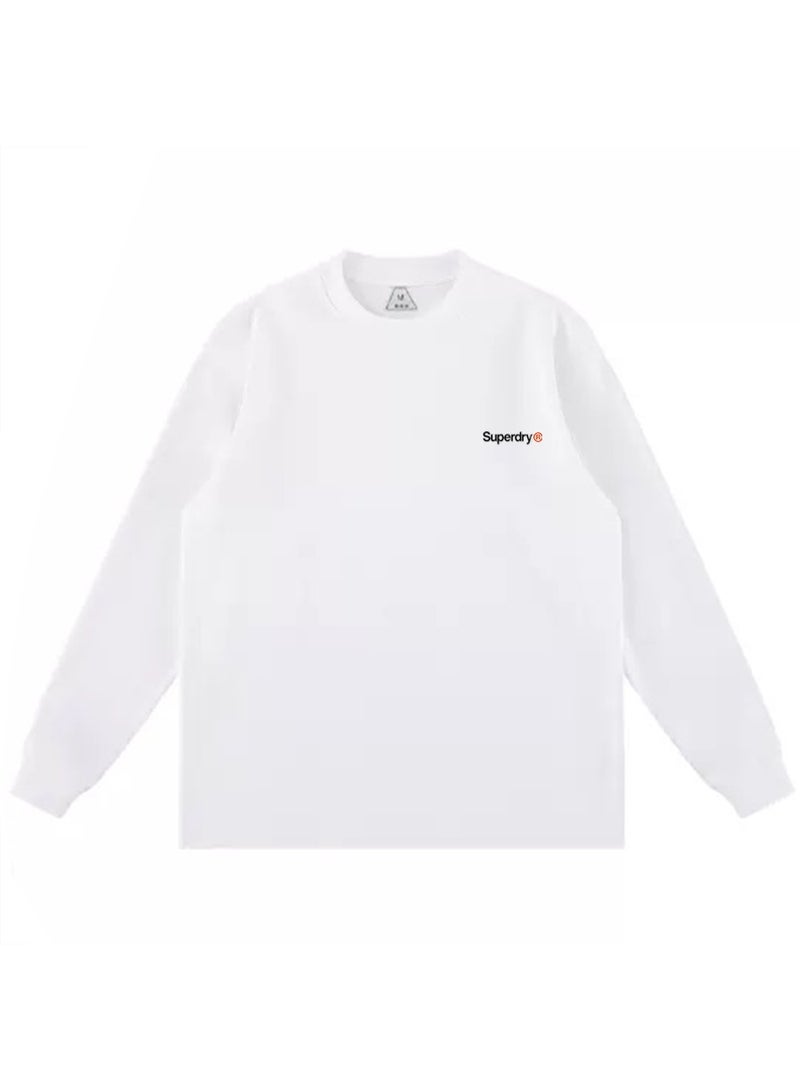 Superdry couple solid color round neck loose long sleeve T-shirt for men and women - Image 3