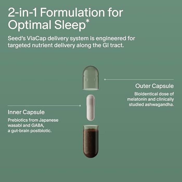 Seed PM-02 Sleep + Restore - Sleep Aid for Women & Men - Non-Habit Forming Bioidentical Melatonin & Ashwagandha - Vegan & Shelf-Stable - 30 Capsules (30-Day Supply) - Image 3
