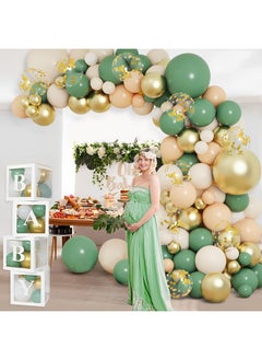 Sage Green Baby Shower Decorations For Boy Or Girl - 136Pcs Baby Shower Decor, Baby Shower Balloon Boxes With Green Gold Balloon Arch Garland Kit, Safari Jungle Baby Shower, Gender Reveal, Boy Girl - pzsku/ZFD123DA57B64EA6A09FDZ/45/_/1734347428/7402136e-a789-4864-8c1e-dafe67b6e390