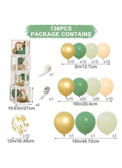 Sage Green Baby Shower Decorations For Boy Or Girl - 136Pcs Baby Shower Decor, Baby Shower Balloon Boxes With Green Gold Balloon Arch Garland Kit, Safari Jungle Baby Shower, Gender Reveal, Boy Girl - pzsku/ZFD123DA57B64EA6A09FDZ/45/_/1734347430/41c8c30d-0010-4e82-8944-a244fce19f71