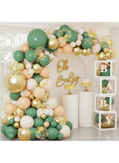 Sage Green Baby Shower Decorations For Boy Or Girl - 136Pcs Baby Shower Decor, Baby Shower Balloon Boxes With Green Gold Balloon Arch Garland Kit, Safari Jungle Baby Shower, Gender Reveal, Boy Girl - pzsku/ZFD123DA57B64EA6A09FDZ/45/_/1734347435/8fde8711-64a0-468b-924f-41c400478cc6