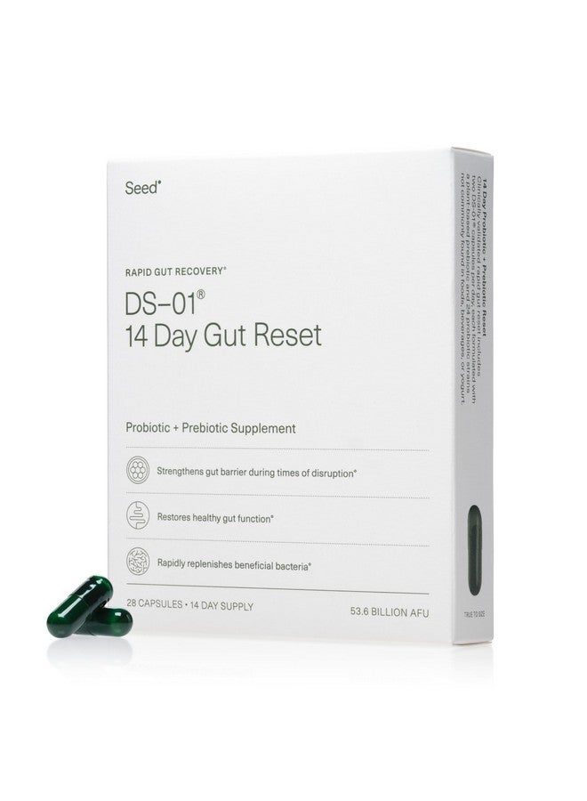 سيد Seed 14 Day Gut Reset - بريبايوتيك وبروبيوتيك للنساء والرجال - صحة الجهاز الهضمي، صحة الأمعاء، التعافي السريع للأمعاء، تخفيف الانتفاخ والإمساك - نباتي ومستقر على الرف - 28 كبسولة (إمدادات لمدة 14 يومًا) - Image 1