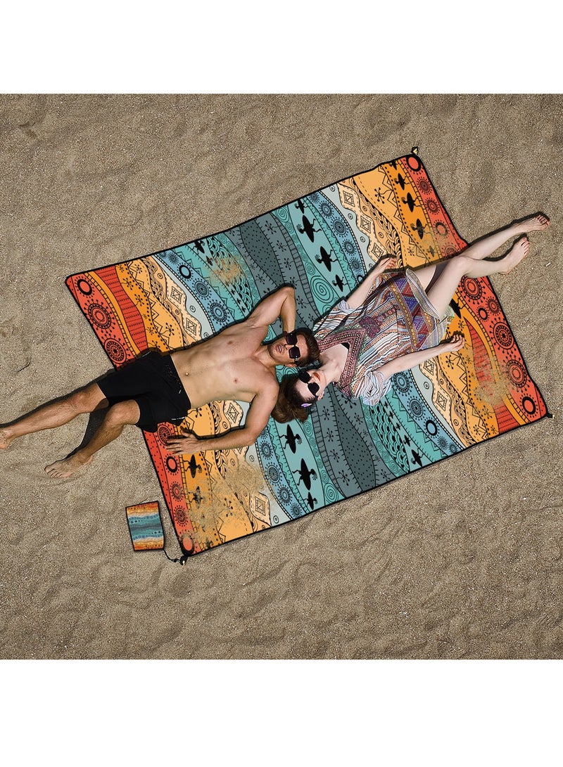 أورافلي بطانية شاطئ خارجية مقاومة للماء والرمل (180*220 سم) - سجادة شاطئ كبيرة تناسب 4-6 أشخاص بالغين، سجادة تخييم خارجية للسفر والتخييم والمشي لمسافات طويلة - Image 4