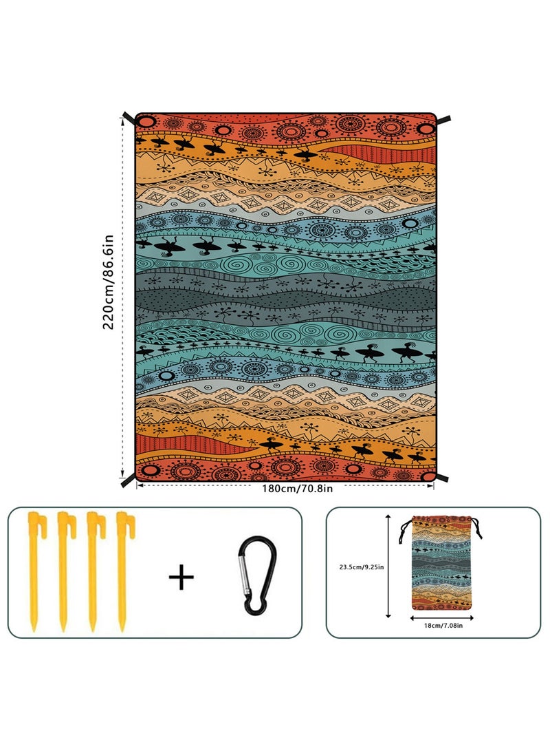 أورافلي بطانية شاطئ خارجية مقاومة للماء والرمل (180*220 سم) - سجادة شاطئ كبيرة تناسب 4-6 أشخاص بالغين، سجادة تخييم خارجية للسفر والتخييم والمشي لمسافات طويلة - Image 5