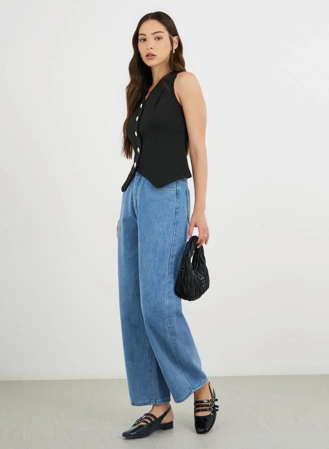 تايك تو Take Two Mid Rise Wide Leg Jeans