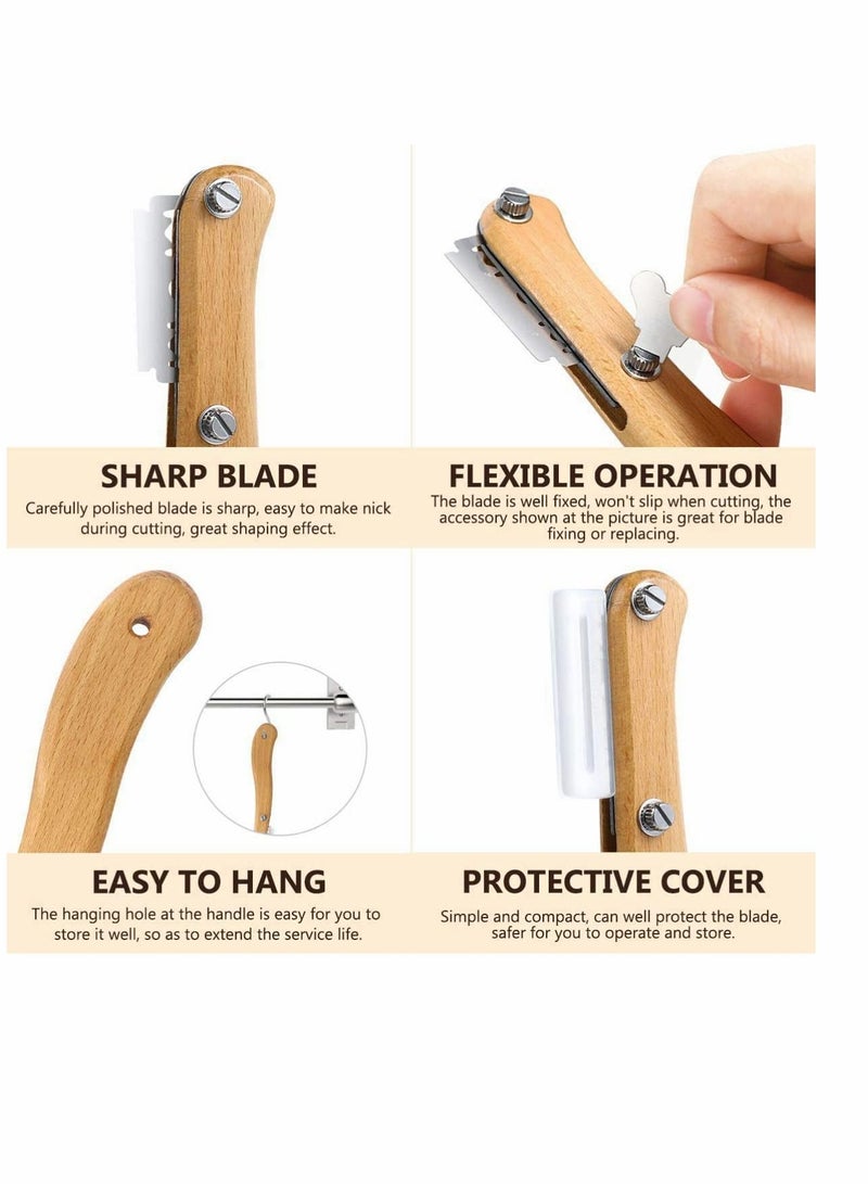 واي آند دي Bread Slashing Tool, Dough Scoring Lame with Wood Handle Bakers Cutter Making Razor 5 Blades for Baking DIY Bakeware Kitchen Cake Dessert Shop - Image 2
