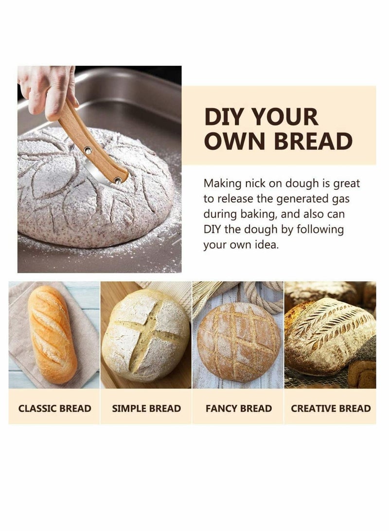 واي آند دي Bread Slashing Tool, Dough Scoring Lame with Wood Handle Bakers Cutter Making Razor 5 Blades for Baking DIY Bakeware Kitchen Cake Dessert Shop - Image 3