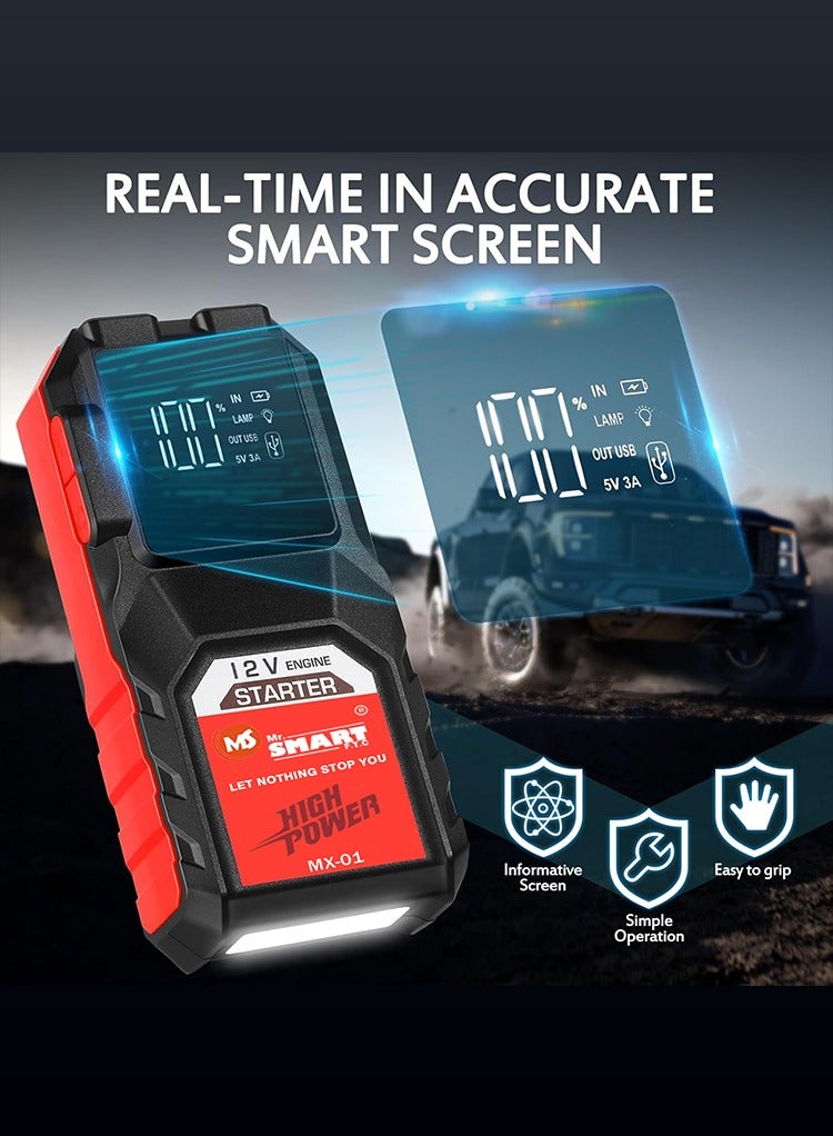 MR.SMART Mr. Smart MX-01 Car Jump Starter, 12V 6000mAh, 3-in-1 with LED Display, Available in Grey/Red/Yellow - Image 3