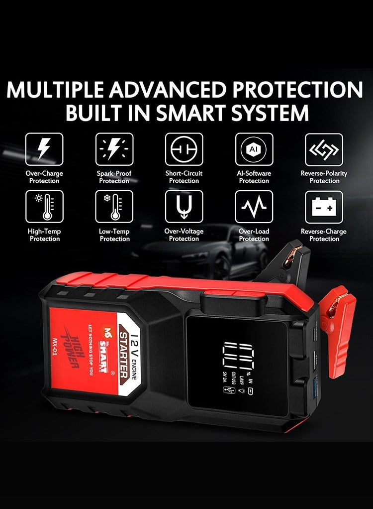 MR.SMART Mr. Smart MX-01 Car Jump Starter, 12V 6000mAh, 3-in-1 with LED Display, Available in Grey/Red/Yellow - Image 4