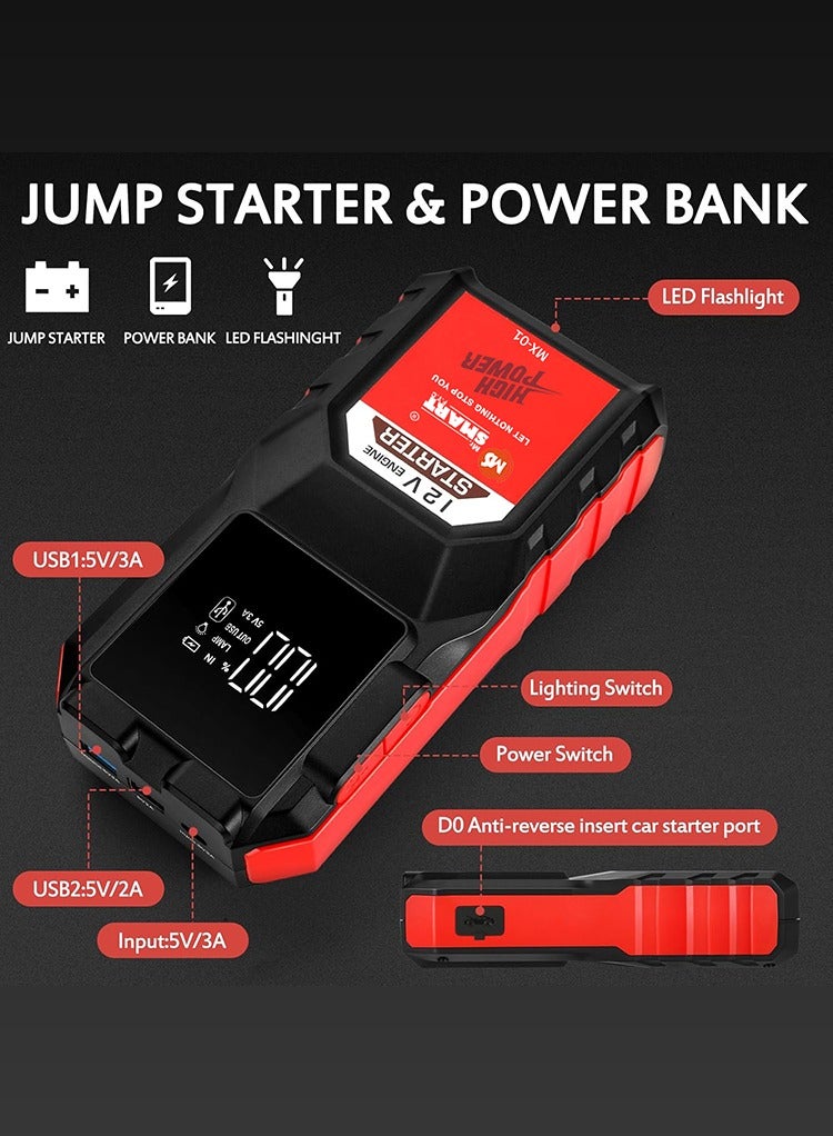 MR.SMART Mr. Smart MX-01 Car Jump Starter, 12V 6000mAh, 3-in-1 with LED Display, Available in Grey/Red/Yellow - Image 5