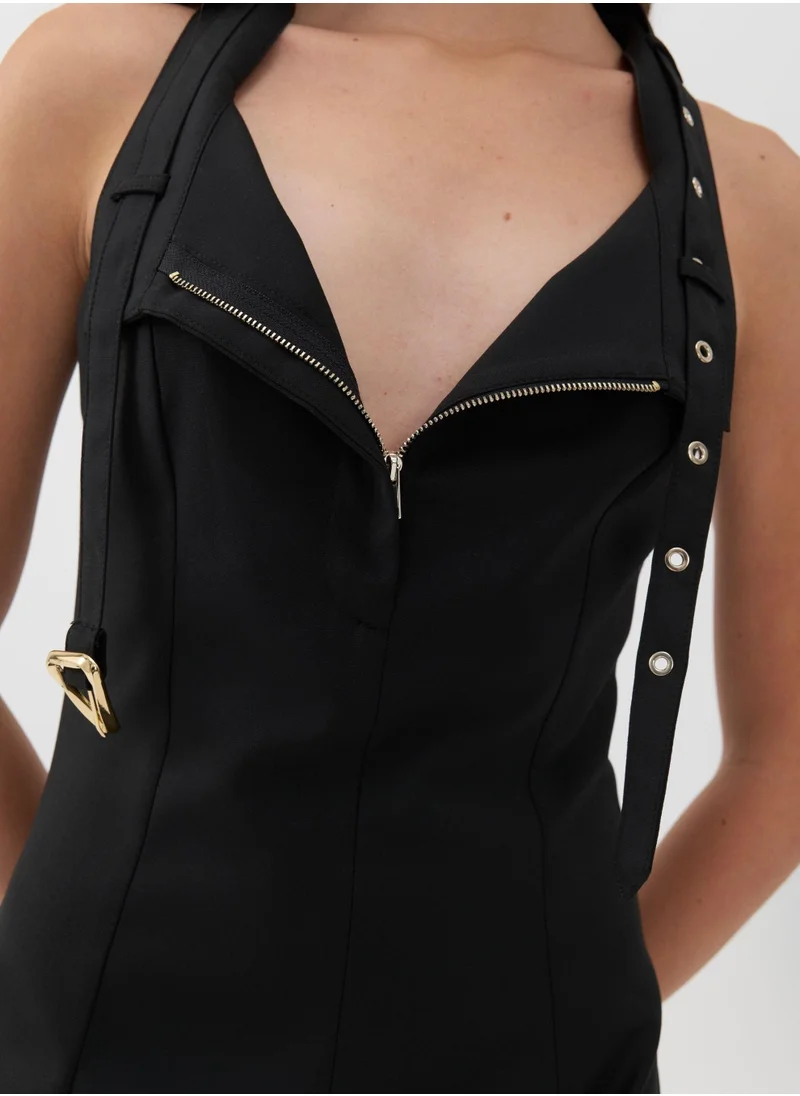 Nocturne Midi Dress with Belt Design