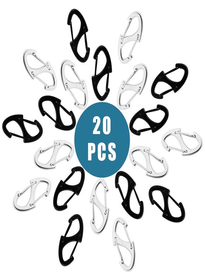 Hitefu 20PCS Dual Carabiner Clips, 1.6 Inch Small Metal S Snap Hook Dual Spring Wire Gate Clip, Tiny Carabiner Clip for for Outdoor Sports Fishing Camping(Black & White) - Image 2