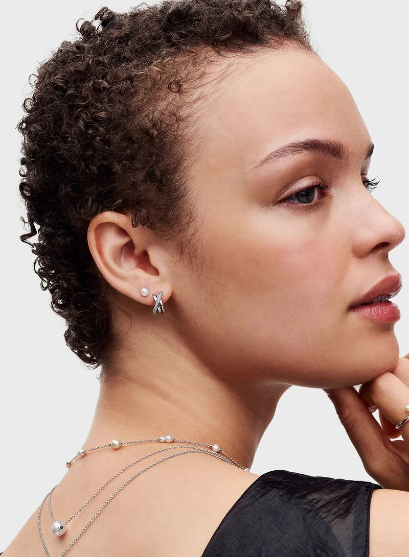 باندورا Treated Freshwater Cultured Pearl 4.5Mm Stud Earrings